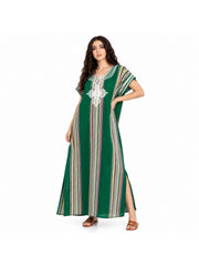 Women Boho Kaftan Dress Long Embroidered Beach Cover Up Lightweight Summer Kaftan Maxi Dress Loose Fit Swimwear Cover Up Holiday Beachwear Gandouri