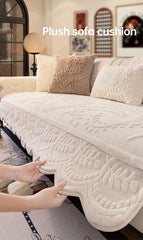 1pc Heavy-Duty Sofa Cover - Beige Floral & Leaf pattern, Non-Slip Couch Protector with Pet-Friendly One-Piece Design, Machine Washable for Living Room, Bedroom, Office - Fits Most Single/Double/Three/Four-Seater Sofas - Modern Home Decor, Sofa for Living