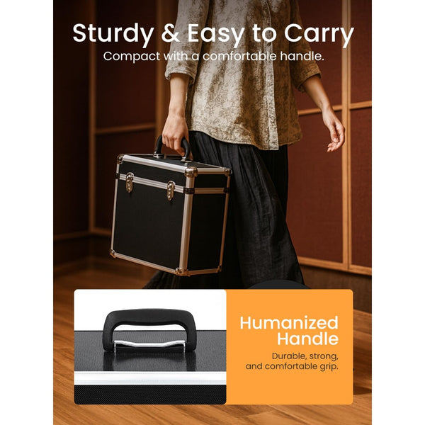 Vinyl Record Storage 12, LP Case Album Collection DJ Carry Storage Cases Lockable Box LP Case Vinyl Record Storage Carry Box Holds up to 50pcs Albums Record Collection Chest