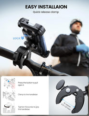 Lamicall Motorcycle Phone Holder Bike - Motorbike Phone Mount, Bike Phone Holder with Quick Release Handlebar Clamp for Iphone 16 15 14 Pro Max Plus, 13 12 11 Pro Max Mini, Xs XR X, SE, 4.7-6.8” Phone