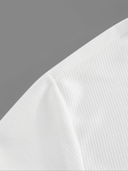 Men's Waffle Casual Suit Top Short Sleeve Turnover Collar Shirt Bottom Leisure Pants Comfortable and Clean Suitable for Spring and Summer Wear