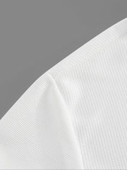 Men's Waffle Casual Suit Top Short Sleeve Turnover Collar Shirt Bottom Leisure Pants Comfortable and Clean Suitable for Spring and Summer Wear
