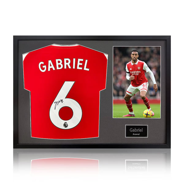 Gabriel Signed Framed Arsenal Football Shirt with Black Mount