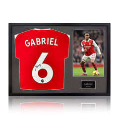 Gabriel Signed Framed Arsenal Football Shirt with Black Mount