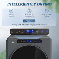 HOMCOM 4Kg Vented Tumble Dryer, 1000W Compact Freestanding Front Tumble Dryer with Stainless Steel Tub, Timer, 6 Heat Settings, Small Portable Clothes Drying Machine, Grey