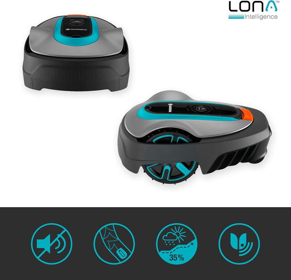 Gardena Smart SILENO City Robot Lawn Mower 500 M² Set: Innovative LONA AI Technology, Adjustment via App, Sensorcontrol, for Slopes up to 35%, Smart Gateway, Version with UK Plug(19602-68)