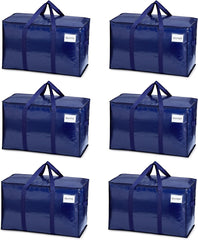 VENO 8 Pack Extra Large Moving Storage Bags with Zips, Heavy-Duty Organizer Tote, Moving Box Alternative, Packing Supply, Clothes Storage Bin, Tag Pocket for Label, Water-Resistant (Clear, 8 Pack)