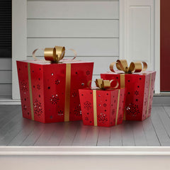 Metal Gift Boxes with LED Lights – Set of 3