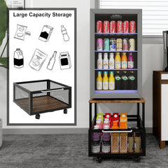 1pc Mini Fridge Stand with Storage, 50x50x42.3cm Mobile Refrigerator Stand with Lockable Wheels & Basket, Portable Cart for Kitchen Office - Perfect Home Upgrade