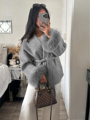 New Autumn/Winter Sophisticated Style Tie-Strap Coat for Women, Elegant and High-End, Overcoat