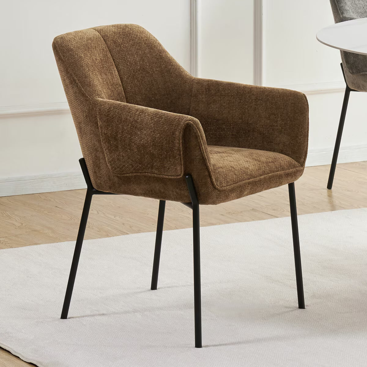 Manila Brown Fabric Dining Chair, 2 Pack