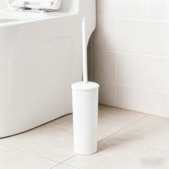 A Set Of Bathroom Toilet Brush And Plastic Stand with A Long Plastic Handle And Soft Flexible Bristles The Toilet Brush Stand And Base Are Drip Proof And Leak Proof(white)