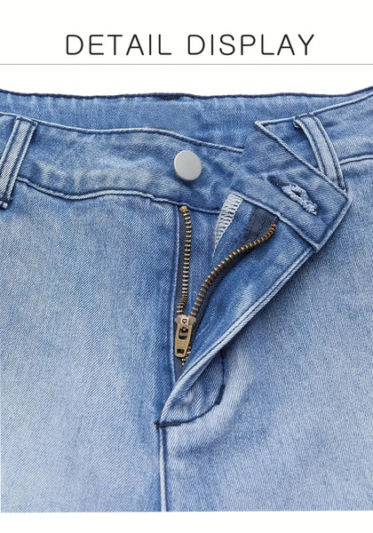 DD Women's 2026 New Stretchy Loose Cropped Jeans, Washed Blue Barrel Denim Trousers, Street Style Ladies' Outfit, Mid-waisted Pantalones with Pockets, 4 Seasons Weared Tummy Control Mom Pants Wide Leg Boyfriend Casual Pants for Travel Work and Office