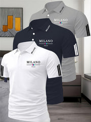 Three-Piece Summer Men'S Polo Shirt, Top, Running, Sports, Gym Breathable, Quick-Dry, Business, Casual, Vacation Polo Shirt, Fashionable Short-Sleeve Golf Shirt