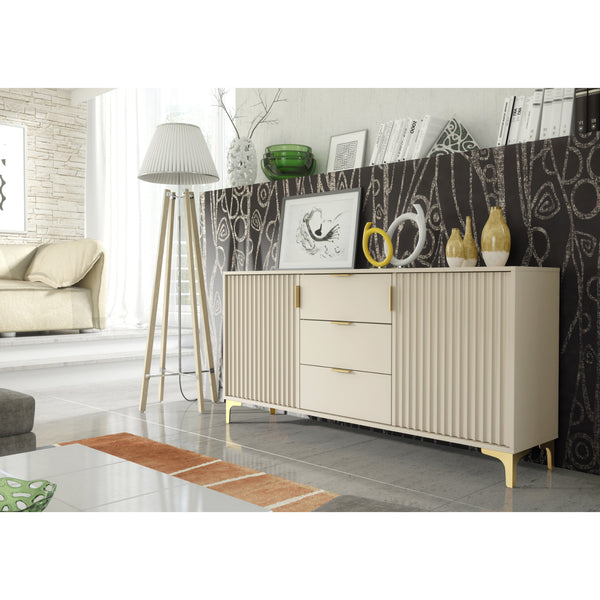 Tide Crest 140cm Modern Sideboard with Gold Accents and Storage