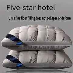 Pack of 2 Upgraded Thickened 5-Star Hotel Quality Pillows – Non-Collapsing High Core for Deep Sleep & Neck Support, Hypoallergenic Polyester Cover, Perfect for Home, Bedroom