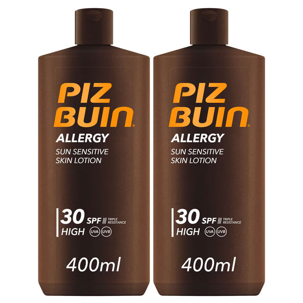 Piz Buin SPF 30 Allergy Suncare Skin Lotion, 2 X 400Ml