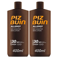 Piz Buin SPF 30 Allergy Suncare Skin Lotion, 2 X 400Ml