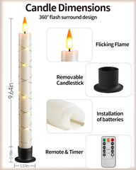 Da by 3 Flameless Window Candles with Remote Control & Timer, Battery Powered Surround Fairy Lamp, 9.6