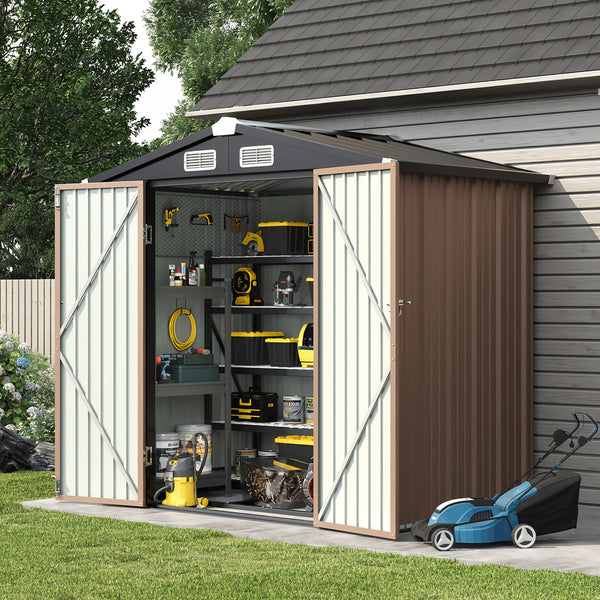 6x4 FT Metal Storage Shed - Heavy Duty Outdoor Utility Shed With Lockable Door, Weather-Resistant for Garden, Backyard, Patio - Easy Assembly & Modern Design 179cm W X 115cm D X 195cm H