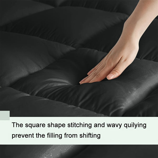 1200 GSM Microfiber Mattress Topper, 10.16 cm Thick, Plush And Fluffy, Suitable for Single, Double, And King Sizes, Featuring Box Stitching, Extra Thick for Halloween And Christmas Presents.