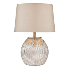 Sonia Brass & Silver Dual Table Lamp with Taupe Shade
