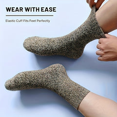 Men's Thick Warm Socks, 5 Pairs, Daily Solid Color Knee-High Winter Men’s Socks, Thermal Insulated Cold Weather Boot Socks, Classic Soft Material Hand-Wash Only for Shoes and Fashion