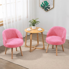 Set of 2 Small Accent Occasional Lounge Sofa, Guest Reception Sofa Chair Office Chair, Tub Chairs Upholstered Fabric with Solid Wood Legs