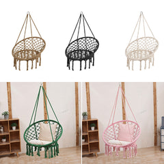 Courtyard Woven Hanging Basket, Hanging Cotton Rope Iron Ring Hanging Chair, Balcony Rocking Chair, Suitable for Indoor, Outdoor, Home, Balcony, Courtyard, Garden, Maximum Load Capacity: 200kg, Material: Iron Ring, Cotton Rope (No Include Cushion)