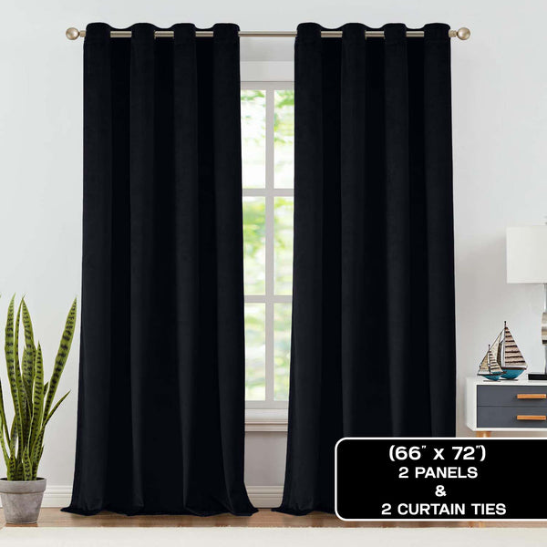 2pcs Premium Velvet Blackout Curtains – High-Quality Thermal Insulated Room Darkening Window Drapes, Light-Blocking Rod Pocket Curtains for Living Room Decor, Bedroom, Machine Washable Home Decorations
