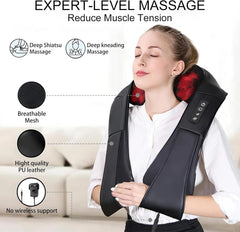 Neck Massager, Deep Tissue 3D Kneading, by Ikristin, Portable, with Heat, Shiatsu Massager for Neck, Back, Shoulder, Foot and Leg, at Home and Car, Suitable for Women and Men (Black)