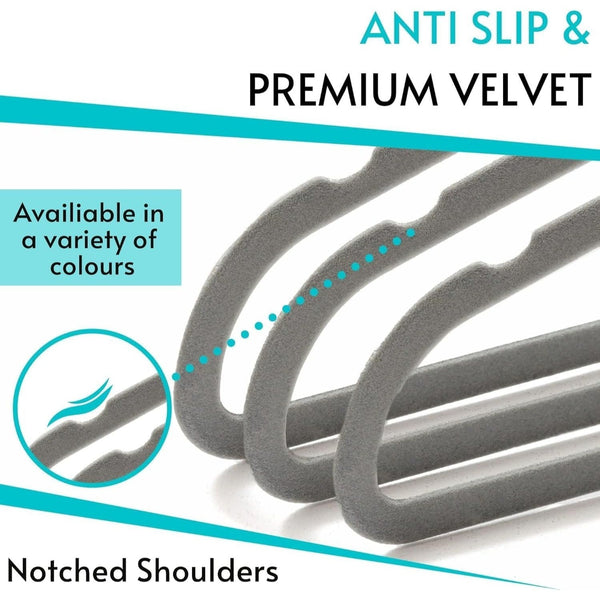 40pcs Red Velvet Hangers for clothes - Premium Non-Slip Space Saving Clothes Hangers With Tie Bar, Notched Shoulder, 360° Swivel Hook, Sturdy For Heavier Garments 45 x 24 Cm