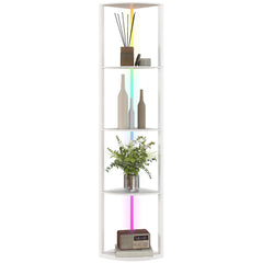 LED Floor Lamp with Shelves, 5-Tier Dimmable Standing Lamp with Adjustable Brightness and Foot Switch, Modern Corner Display Shelf Unit for Living Room Bedroom Office