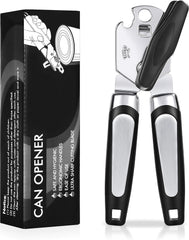 Tin Opener, Lychico 3-In-1Can Opener Handheld Heavy Duty Stainless Steel Can Openers with Multifunctional Bottle Opener, Black