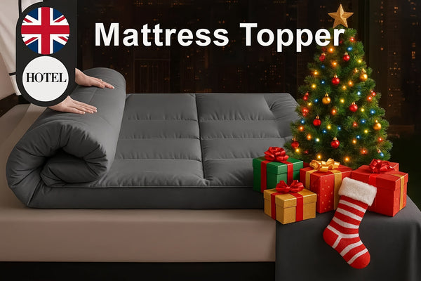 4 Inch/10Cm Microfiber Mattress Topper with 1100 GSM Heavy Filling, Extremely Soft And Fluffy, Hand-Filled, Available in Single, Double, King Sizes, Grey, Perfect for Halloween And Christmas Gifts