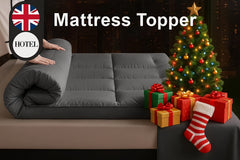 4 Inch/10Cm Microfiber Mattress Topper with 1100 GSM Heavy Filling, Extremely Soft And Fluffy, Hand-Filled, Available in Single, Double, King Sizes, Grey, Perfect for Halloween And Christmas Gifts
