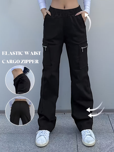 Straight Leg Cargo Pants, Y2K Streetwear Casual Pants, Women's Clothing