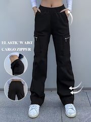 Straight Leg Cargo Pants, Y2K Streetwear Casual Pants, Women's Clothing