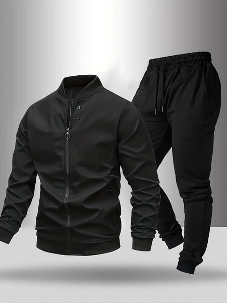 [Maigiqi] Casual Set Men'S Spring Autumn Easy Athletic Two-Piece Outfit Polo Collar Jacket