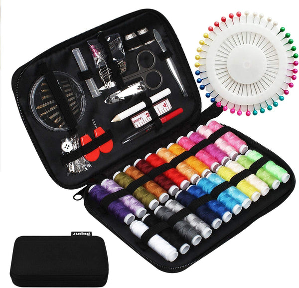 JUNING Travel Sewing Kit Portable Sewing Supplies Accessories for Adults, Beginner, Home, Emergency, Including Needle and Thread Kit, Scissors,Tape Measure, Seam Ripper