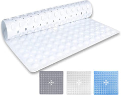 MOONLIGHT20015 Shower Bath Mat Non Slip anti Mould & Mildew with Strong Suction Cups Grip and Drain Holes Soft Rubber Shower Mats - PVC Bathroom Mat Machine Washable (70X38Cm, White)