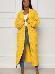 Women's Elegant Long Sweater Coat - Formal & Everyday Chic, Machine Washable Winter Outerwear with Side Pockets - Sophisticated Office to Party Outfits