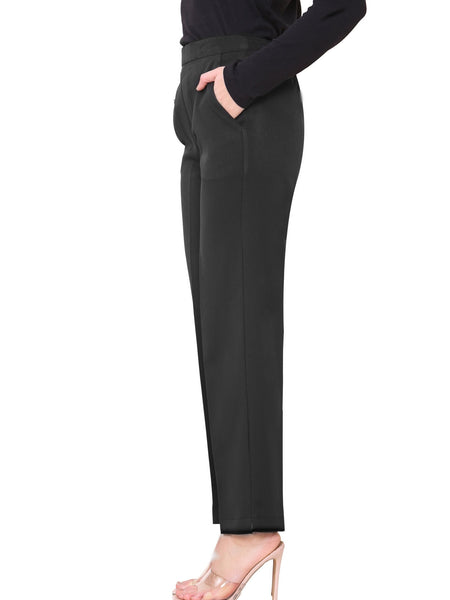 Women Trousers Stretchy Lightweight Finely Stitched Half Elasticated Pull Up Work Formal Pants Inside Leg 27 inches