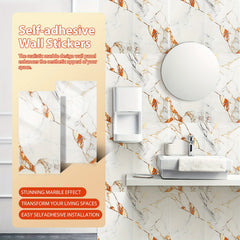 STOBOK 20pcs Self-Adhesive Decorative Tile Wall Stickers, Washable with Water, Featuring a Marble-Like Appearance. Perfect for Decorating Bathrooms, Kitchens, Living Rooms, Bedrooms, Offices, And Dorms - Shiny End