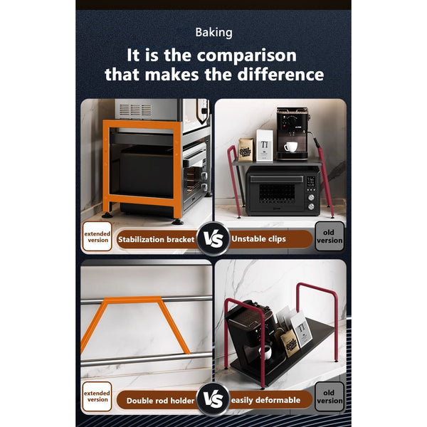 2-Layer Metal Microwave Rack, Adjustable, Expandable, And Stretchable Kitchen Rack, Sturdy, Stainless Steel, Easy to Clean, Used for Microwave And Oven Storage, Kitchen Countertop Shelf, Universal