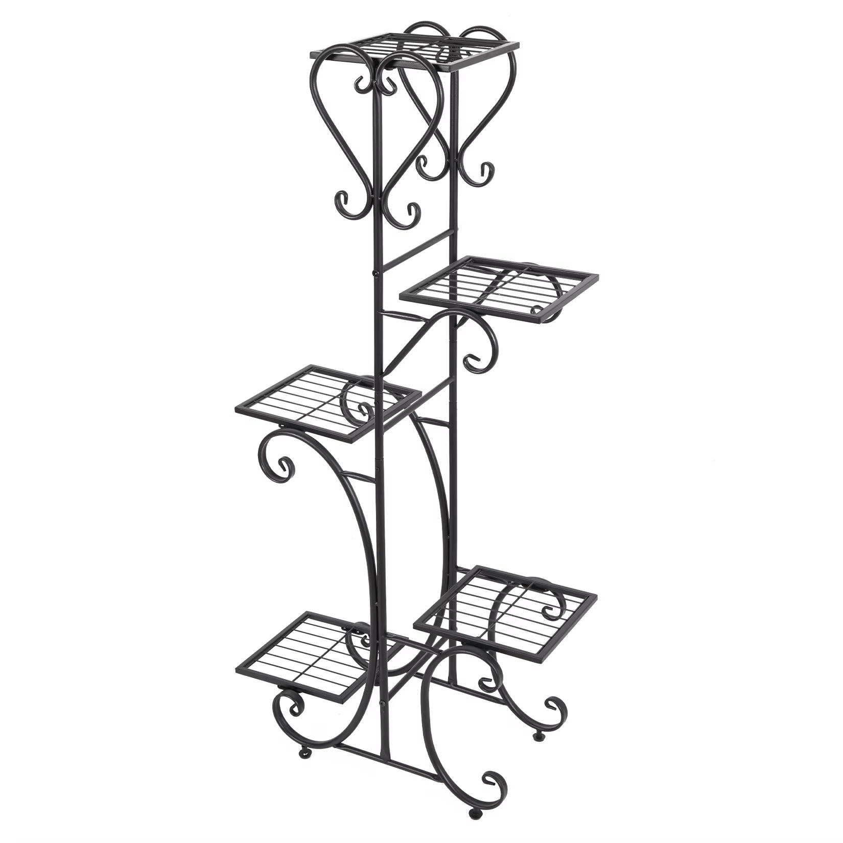 Tall Plant Rack Stand 5 Tiered Metal Plant Shelf Garden Flower Pots Display Holder