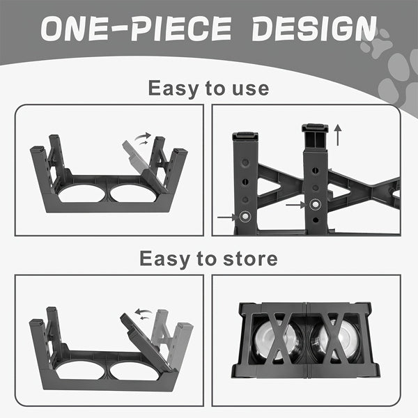 1SET Adjustable Height Pet Feeder Total of 5 Height Cat Bowl Dog Bowl with Two Detachable Stainless Steel Bowls for Dog Neck Protection Makes a Great Valentine'S Day Gift for Small, Medium And Large Dogs