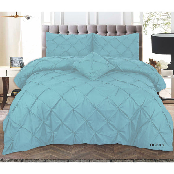 PINTUCK PLEATED ALFORD EGYPTION COTTON MIX DUVET COVER WITH PILLOW CASEA ALL SIZES SINGLE DOUBLE KING SUPER KING