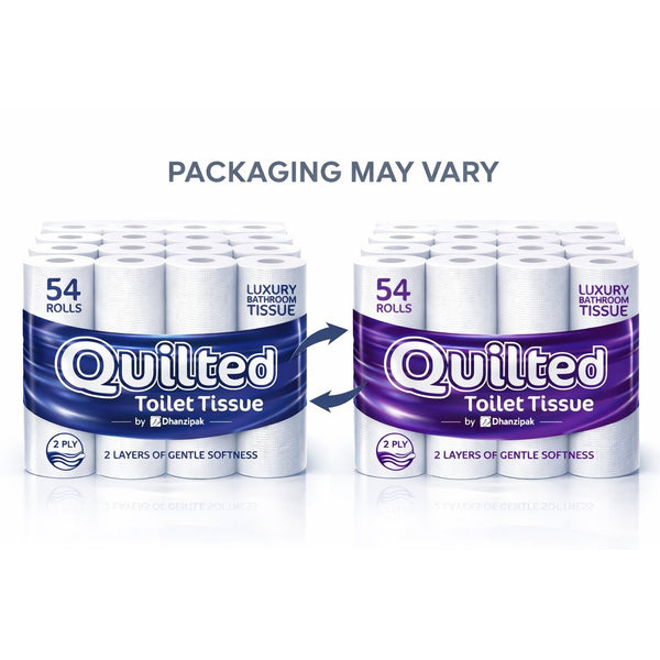 54 Rolls of 2-Ply Premium Quilted Toilet Paper | Generous Length per Roll | Luxuriously Soft, Strong & Highly Absorbent Toilet Tissue