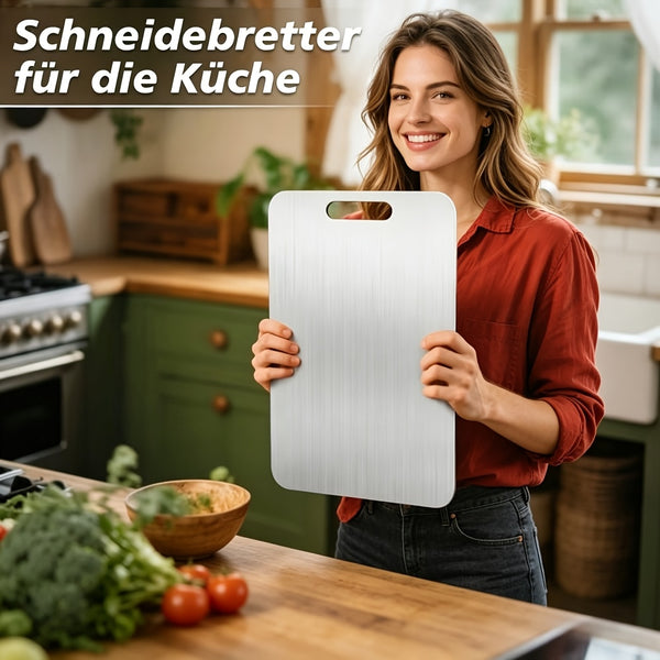Premium Stainless Steel Chopping Board, Easy to Maintain, Dual-Sided Food-Safe Stainless Steel - Safe for Dishwashers, Versatile for Kitchen And Outdoor Cooking - Elegant, an Ideal Gift for Women During The Holidays